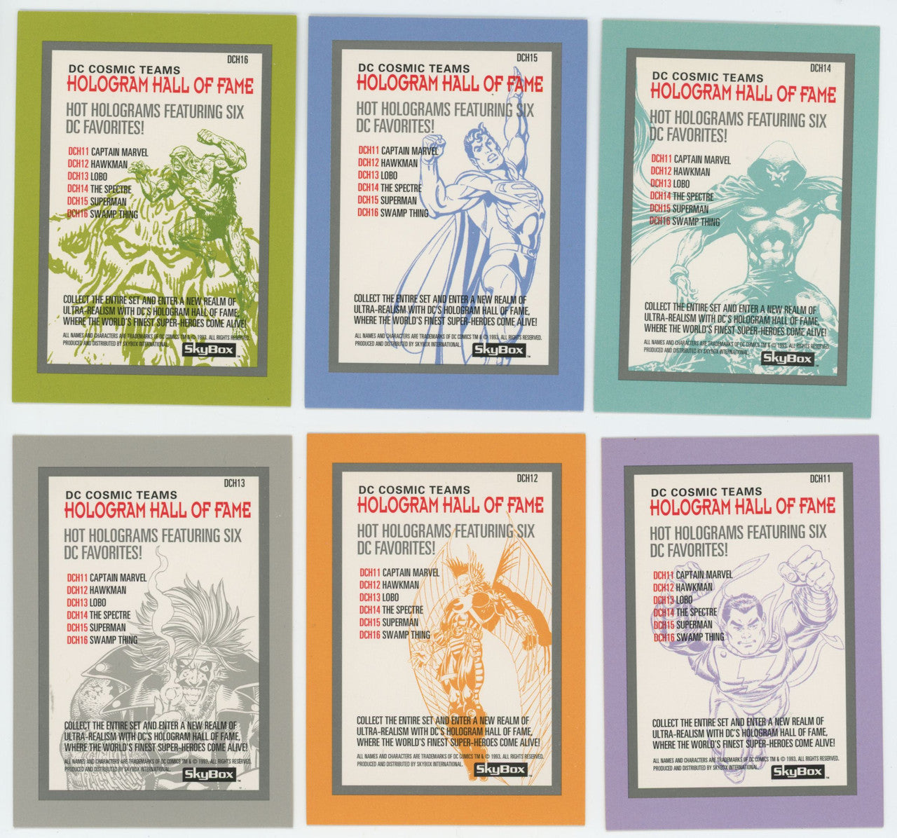 1993 SkyBox DC Cosmic Teams Holo Hall Of Fame Complete Set (6) "B"