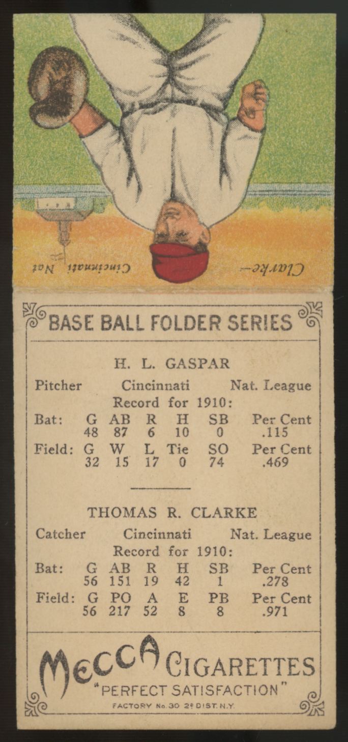 1911 T201 Mecca Double Folders Harry Gaspar/Tommy Clarke VG
