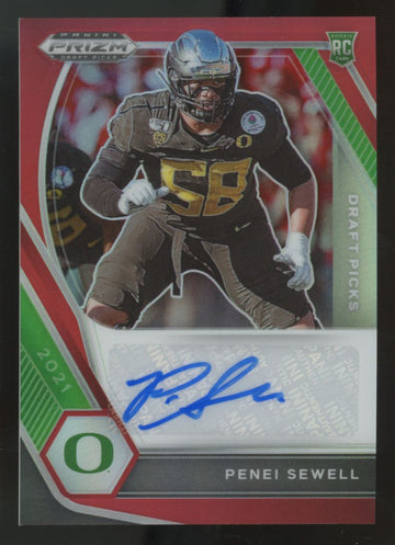2021 Panini Prizm Draft Penei Sewell RC Red Auto /199 #DPA-PSE