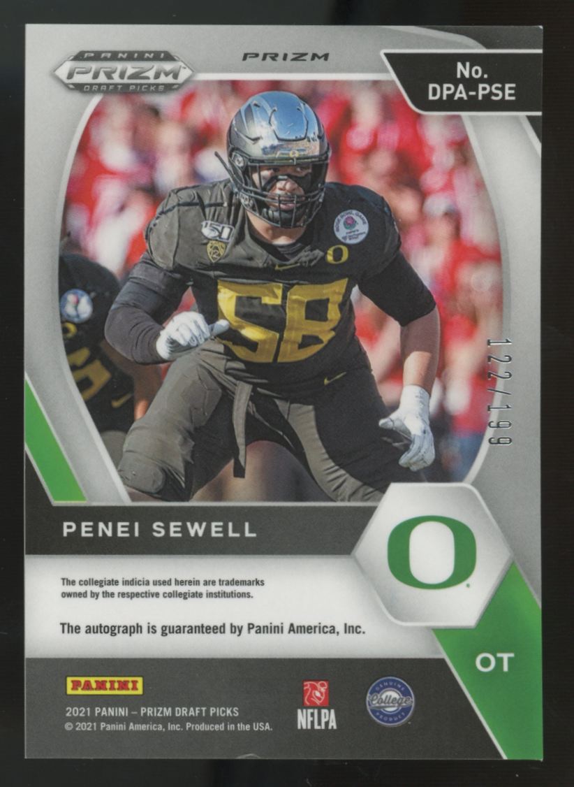 2021 Panini Prizm Draft Penei Sewell RC Red Auto /199 #DPA-PSE
