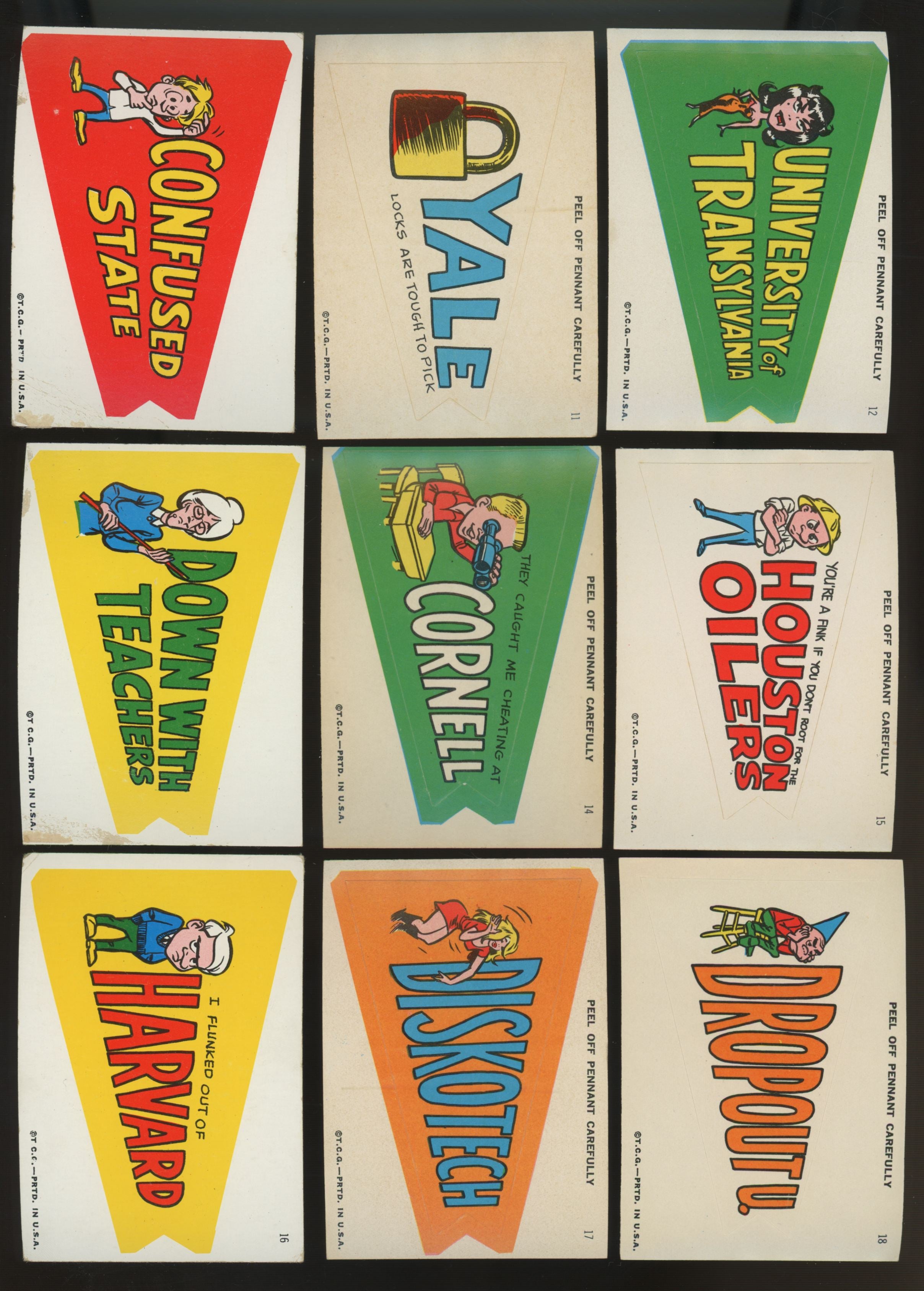 1967 Topps Football Pennant Sticker Set (31) EX Overall