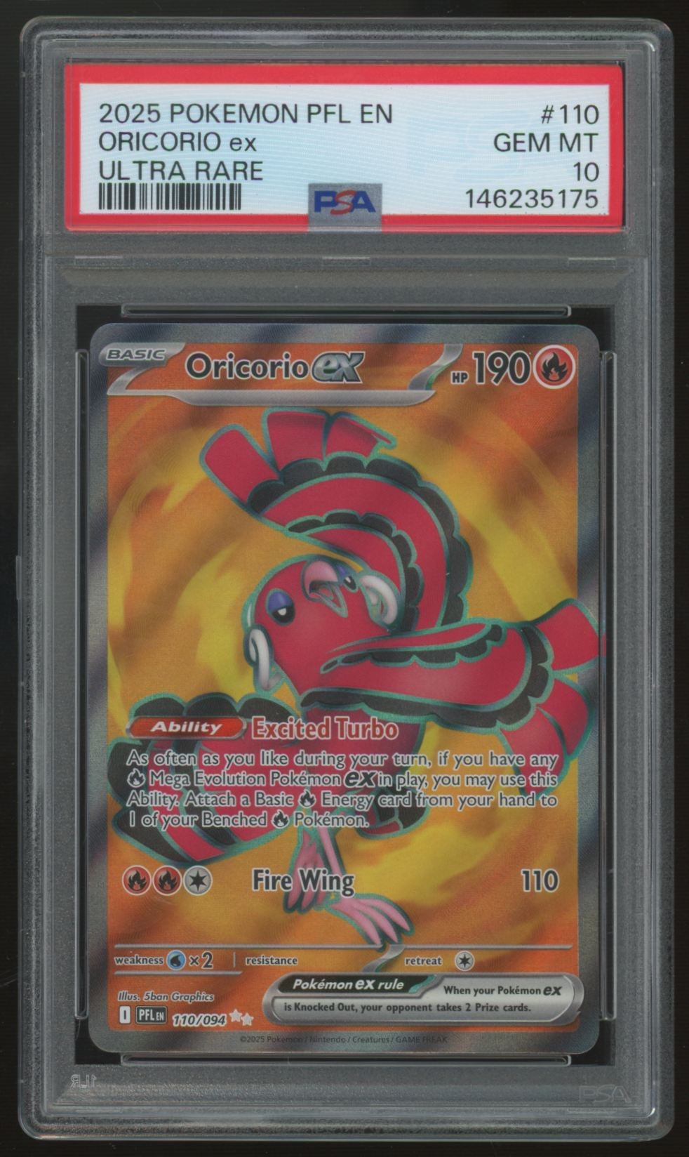 2026 Pokemon Oricorio ex Phantasmal Flames Ultra Rare #110 PSA 10