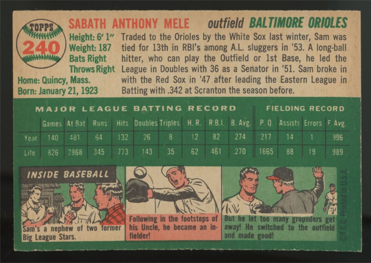1954 Topps Sam Mele #240 NM