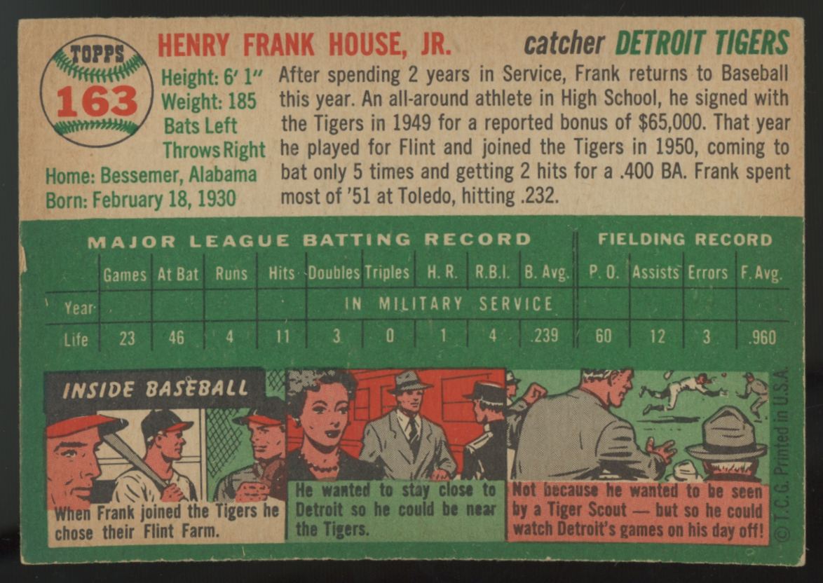 1954 Topps Frank House #163 EX