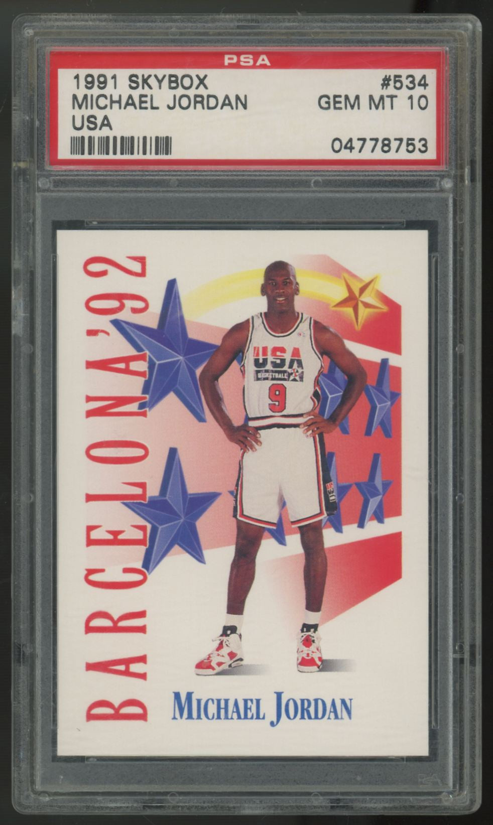 1991-92 Skybox Michael Jordan Barcelona / Team USA #534 PSA 10