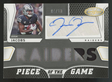 2022 Panini Certified Josh Jacobs Gold Piece Of The Game Patch Auto /10