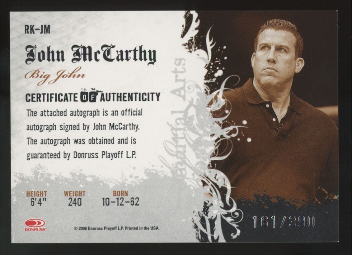 2008 Donruss Americana II "Big" John McCarthy Ring Kings Auto /390 #RK-JM
