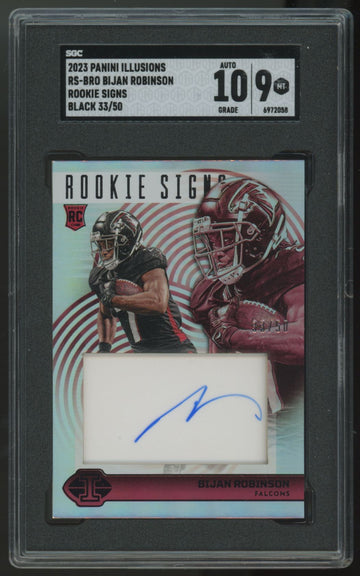 2023 Illusions Bijan Robinson RC Rookie Signs Black Auto /50 #RS-BRO SGC 9 10