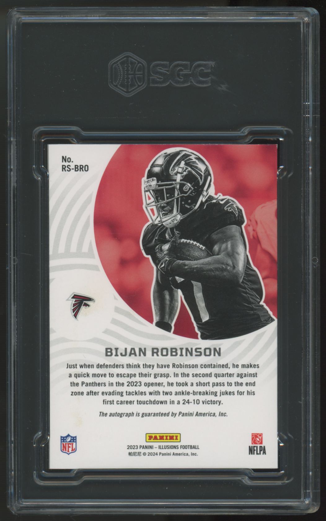 2023 Illusions Bijan Robinson RC Rookie Signs Black Auto /50 #RS-BRO SGC 9 10