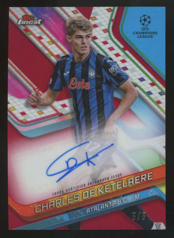 2024-25 Topps Finest UEFA Charles De Ketelaere Red Refractor Auto /5 #BA-CD