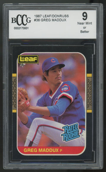 1987 Leaf Greg Maddux Rated Rookie #36 BCCG 9
