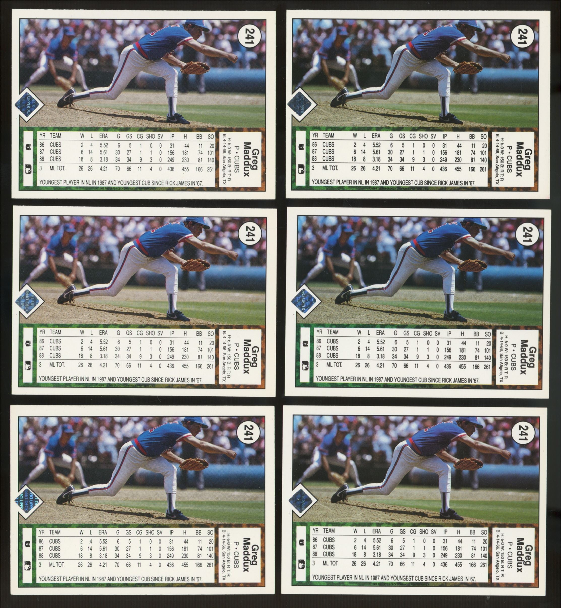 1989 Upper Deck Greg Maddux #241 (Lot of 50)
