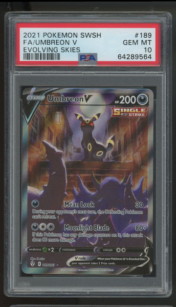 2021 Pokemon Umbreon V Evolving Skies Full Art #189 PSA 10