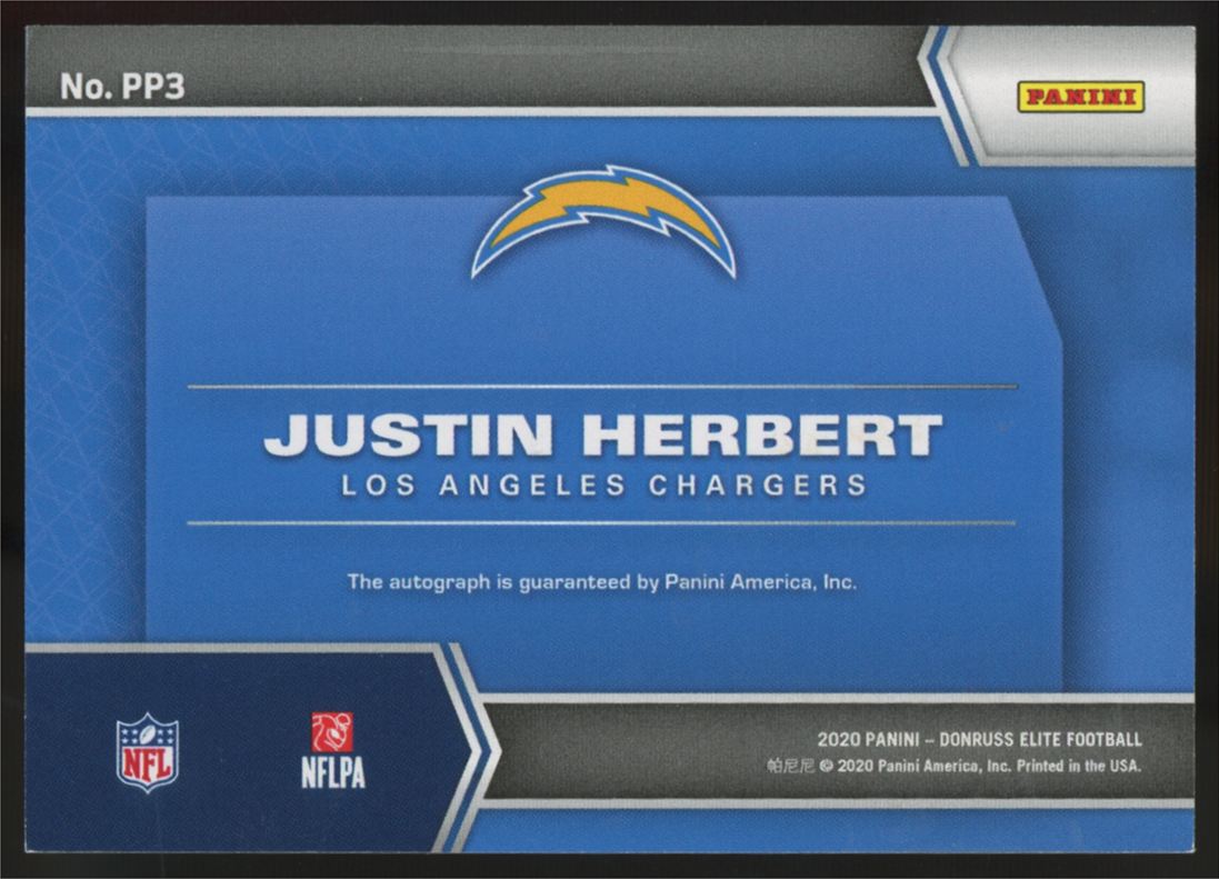 2020 Panini Elite Justin Herbert RC Pen Pals Auto #PP3