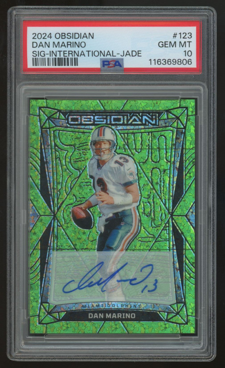 2024 Panini Obsidian Dan Marino Jade International Auto /6 #123 PSA 10