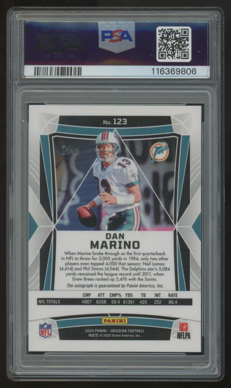 2024 Panini Obsidian Dan Marino Jade International Auto /6 #123 PSA 10