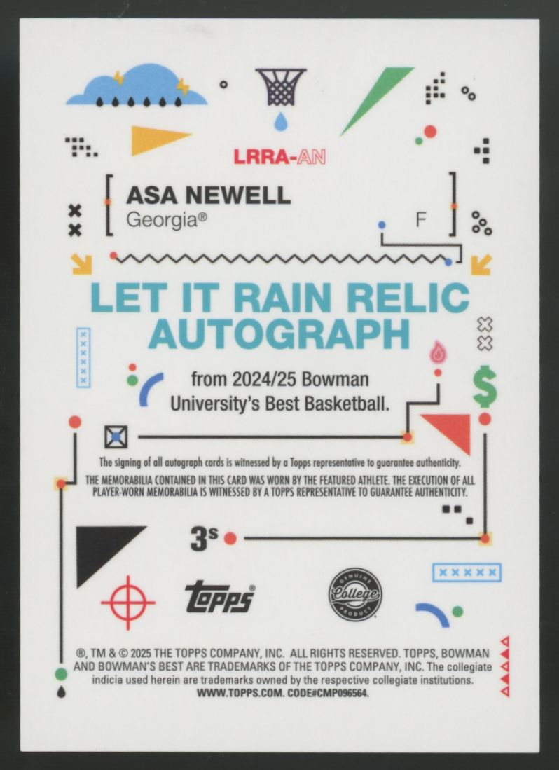 2024-25 Bowman Best University Asa Newell Let It Rain Patch Auto Brand Logo /2