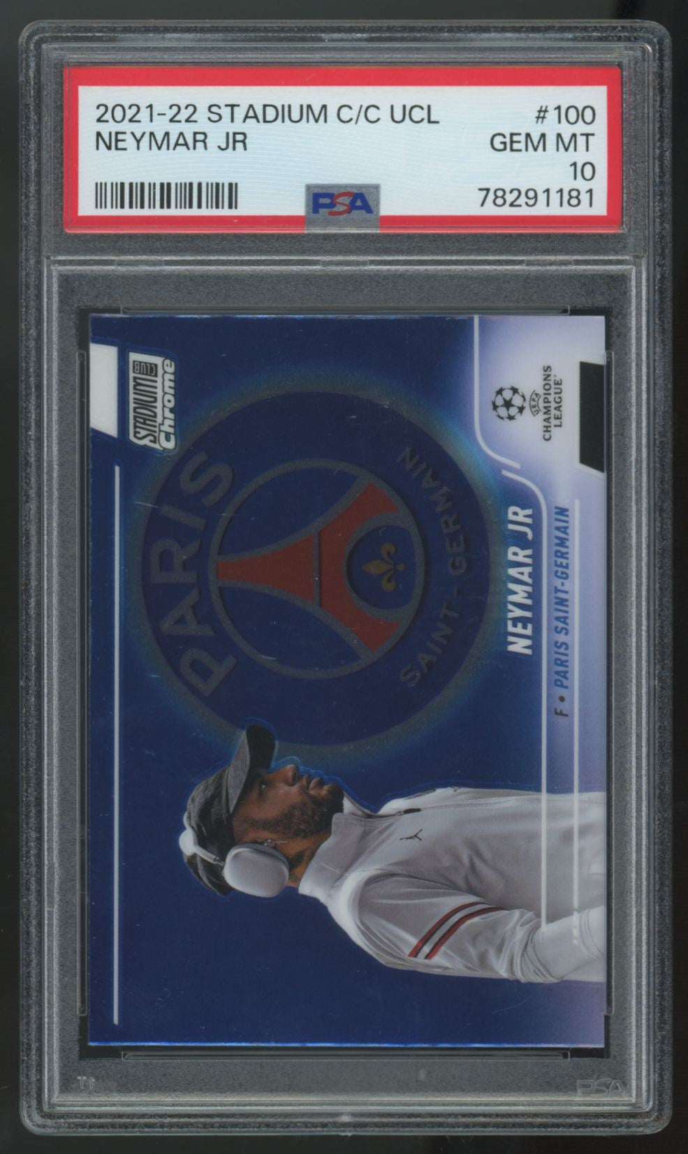2021-22 Stadium Club Chrome UEFA Neymar Jr.  #100 PSA 10
