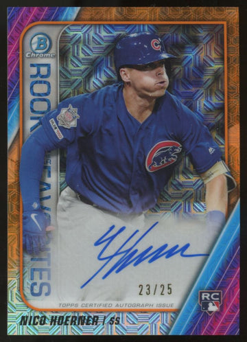 2020 Bowman Chrome Nico Hoerner Rookie of the Year Favorites RC Auto Orange /25