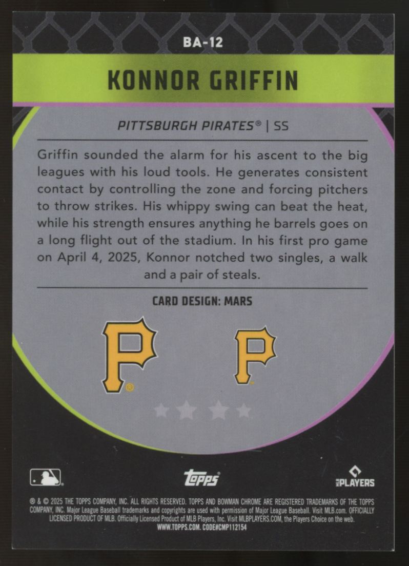 2025 Bowman Chrome Konnor Griffin Ascensions SSP #BA-12