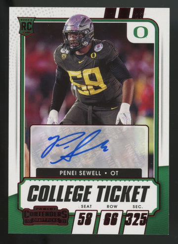 2021 Panini Contenders Draft Picks Penei Sewell RC Red Auto #194