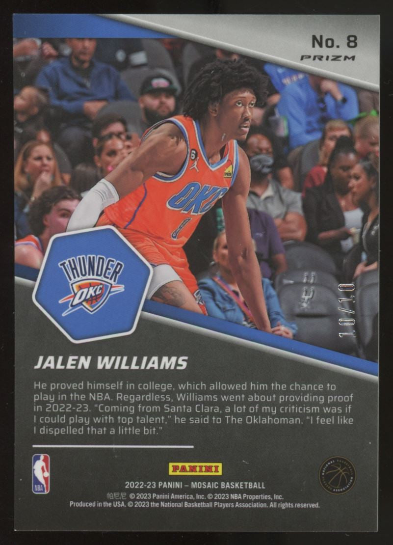 2022-23 Mosaic Jalen Williams Breakaway RC Gold /10 #8