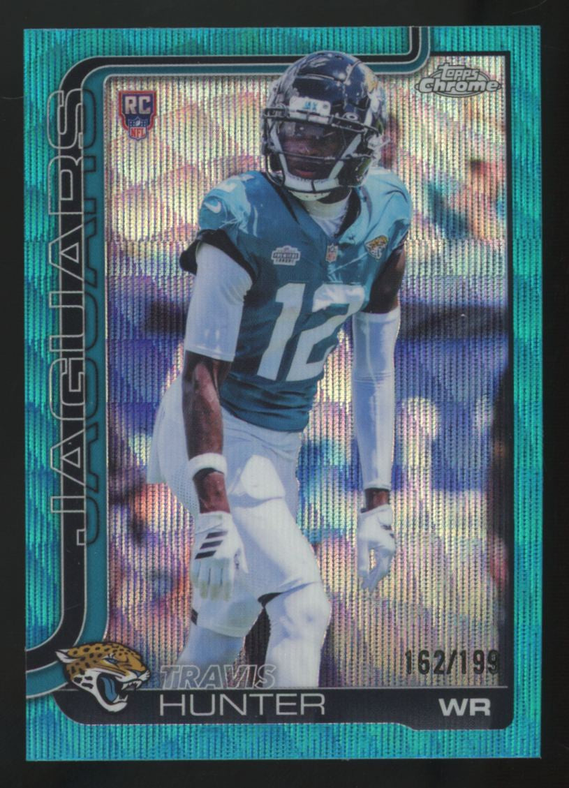 2025 Topps Chrome Travis Hunter RC Aqua Wave /199 #332