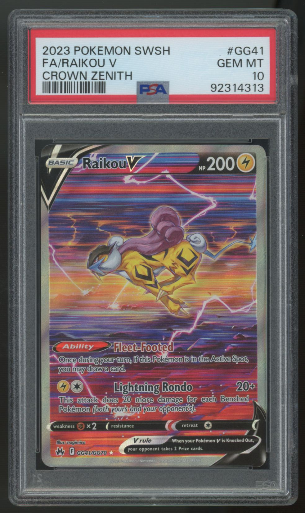2023 Pokemon Rakou V Crown Zenith Full Art #GG41 PSA 10