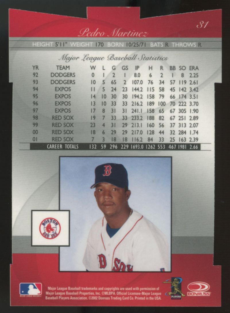 2002 Donruss Elite Pedro Martinez Aspirations Die-Cut /45 #31