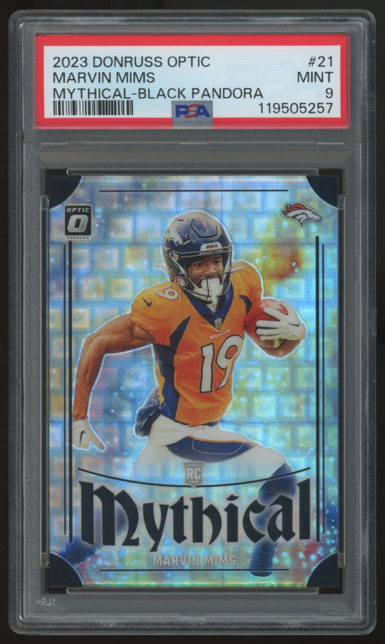 2023 Donruss Optic Marvin Mims RC Mythical Black Pandora /25 #21 PSA 9