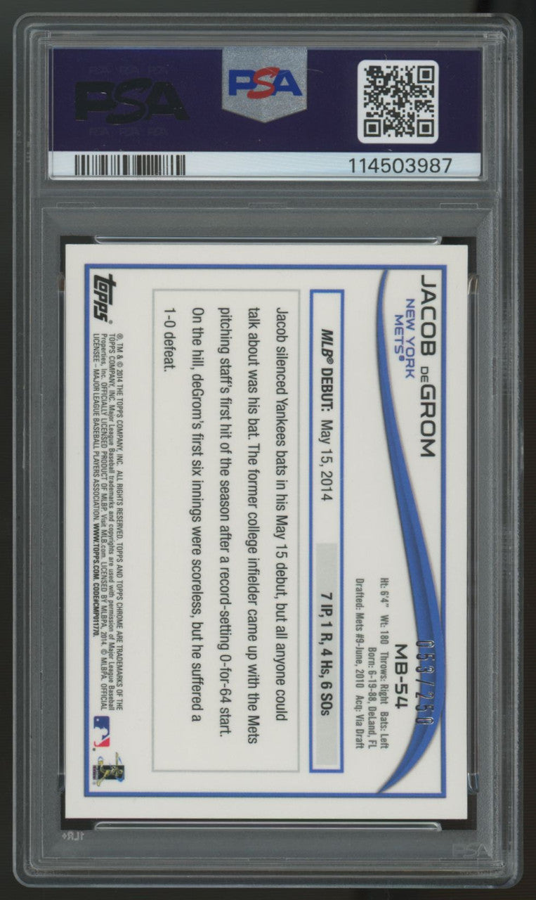 2014 Topps Chrome Jacob deGrom RC Gold Refractor /250 #MB-54 PSA 9