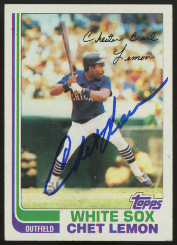 1982 Topps Chet Lemon #493 Signed Auto JSA