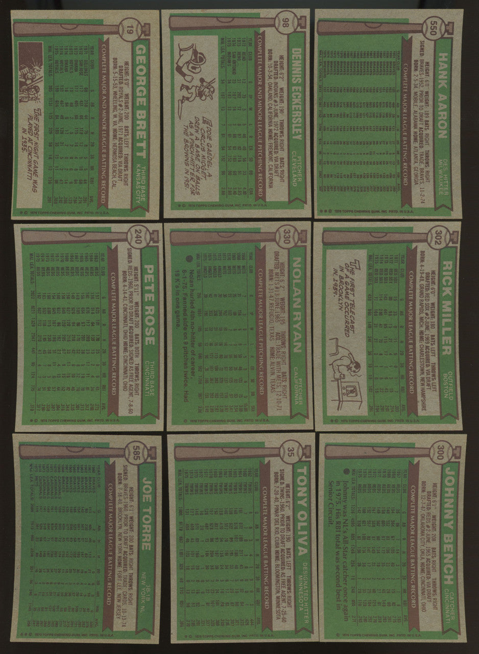 1976 Topps Baseball Complete Set (660) EX Eckersley RC