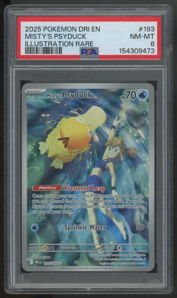 2025 Pokemon Misty's Psyduck Destined Rivals Illustration Rare #193 PSA 8
