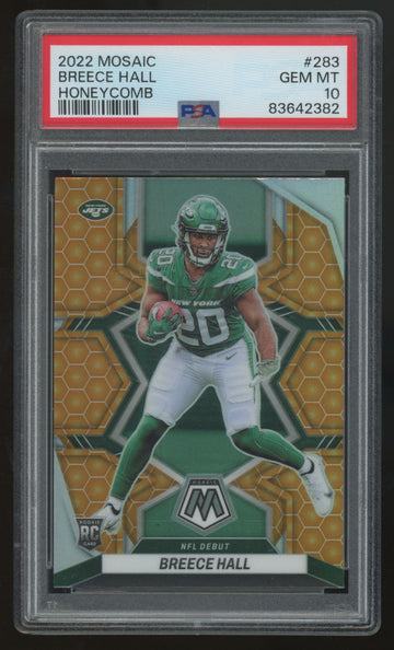 2022 Panini Mosaic Breece Hall RC Honeycomb Prizm SSP #283 PSA 10