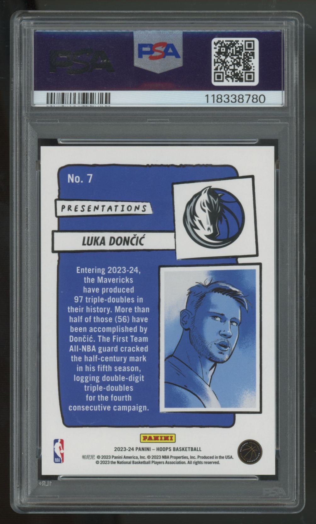 2023-24 NBA Hoops Luka Doncic Presentations SSP #7 PSA 9