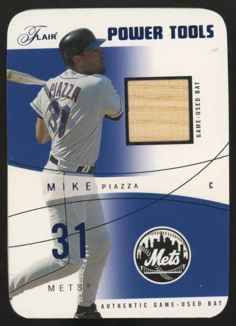 2004 Fleer Flair Mike Piazza Blue Die Cut Power Tools Patch /25 #PT-MP