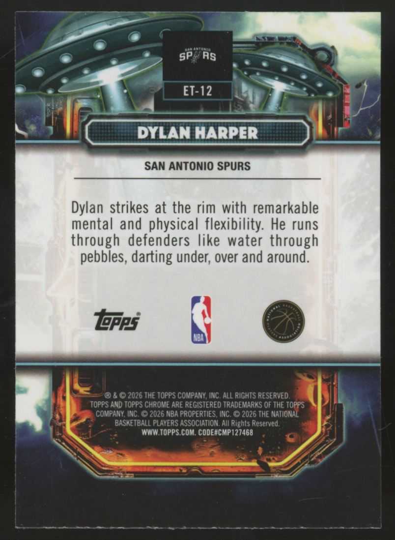 2025-26 Topps Chrome Cosmic Dylan Harper RC Extra Terrestrial Aqua Equinox /199
