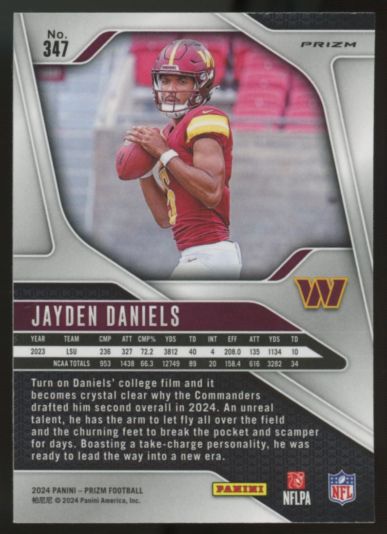 2024 Prizm Jayden Daniels RC Orange Lazer #347 "A"