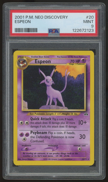2001 Pokemon Espeon Neo Discovery Unlimited #20 PSA 9