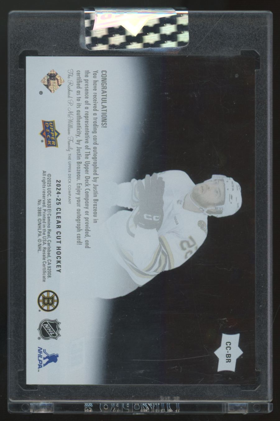 2024-25 Upper Deck Clear Cut Justin Brazeau RC Auto #CC-BR