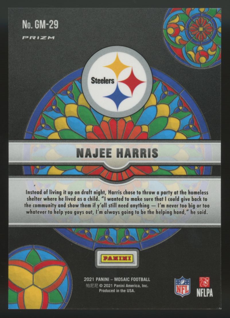 2021 Panini Mosaic Najee Harris RC Glass Mosaic Prizm #GM-29