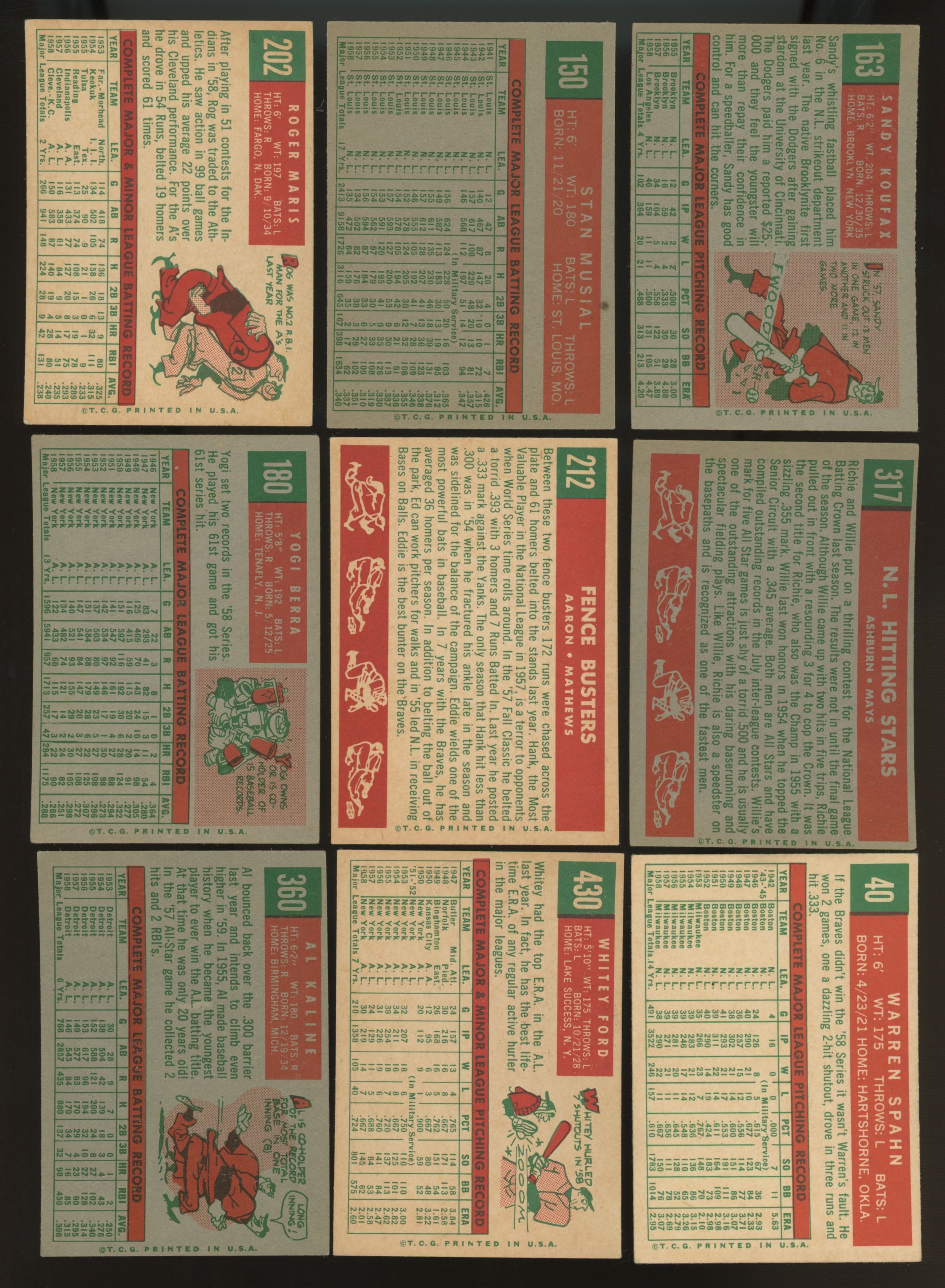 1959 Topps Baseball Complete Set (572) VG/EX-EX Includes 59 Variations