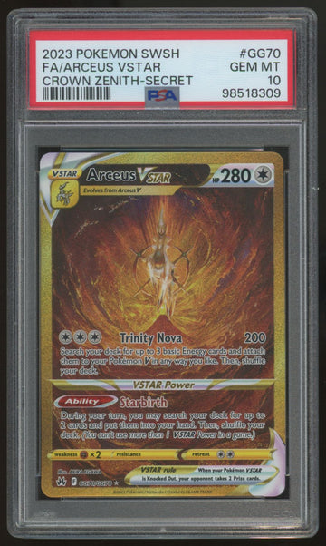 2023 Pokemon Arceus VSTAR Crown Zenith Secret Full Art #GG70 PSA 10