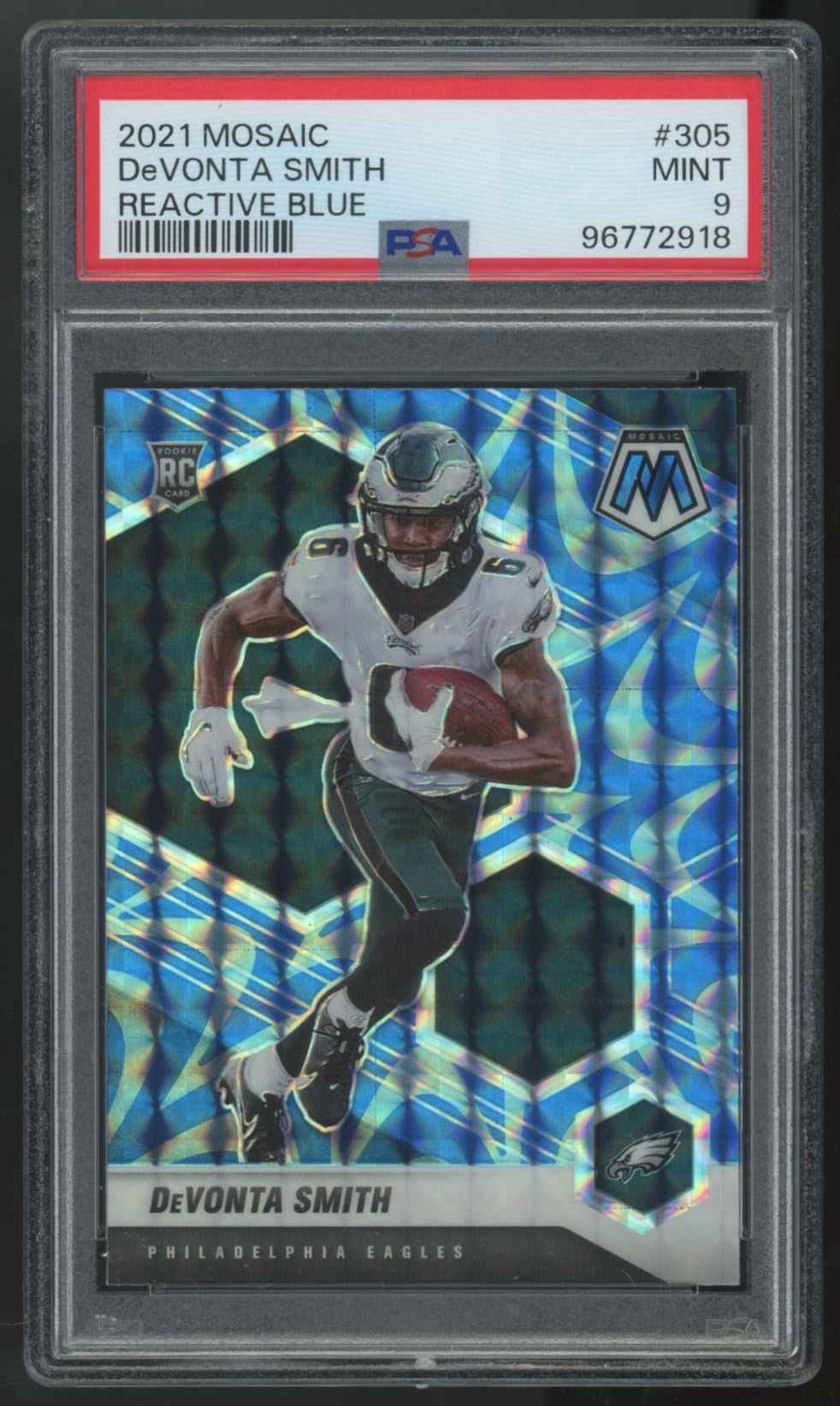 2021 Panini Mosaic DeVonta Smith RC Reactive Blue #305 PSA 9