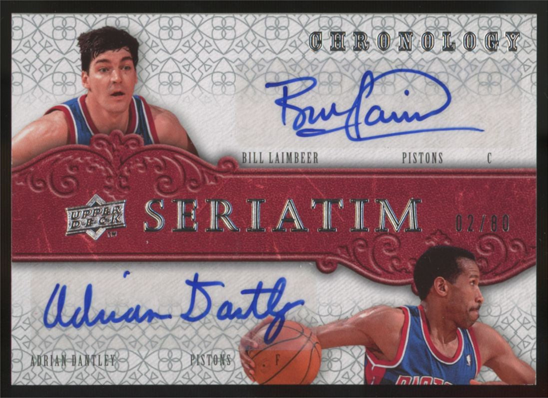 2007-08 UD Chronology Bill Laimbeer Adrian Dantley Seriatim Dual Auto /80