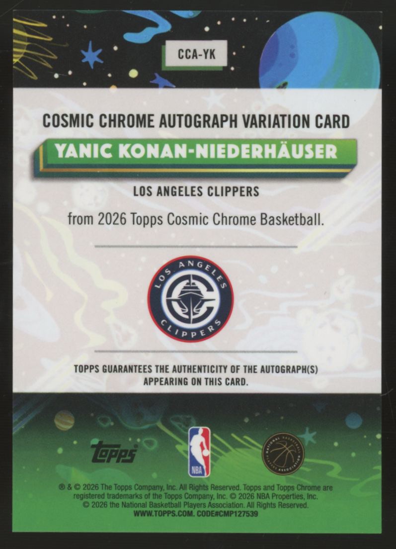 2025-26 Topps Chrome Cosmic Yanic Konan-Niederhauser RC Variation Auto #CCA-YK