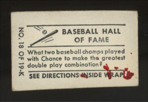1948 Topps Magic Tinker And Evers Baseball Hall Of Fame #18 Good
