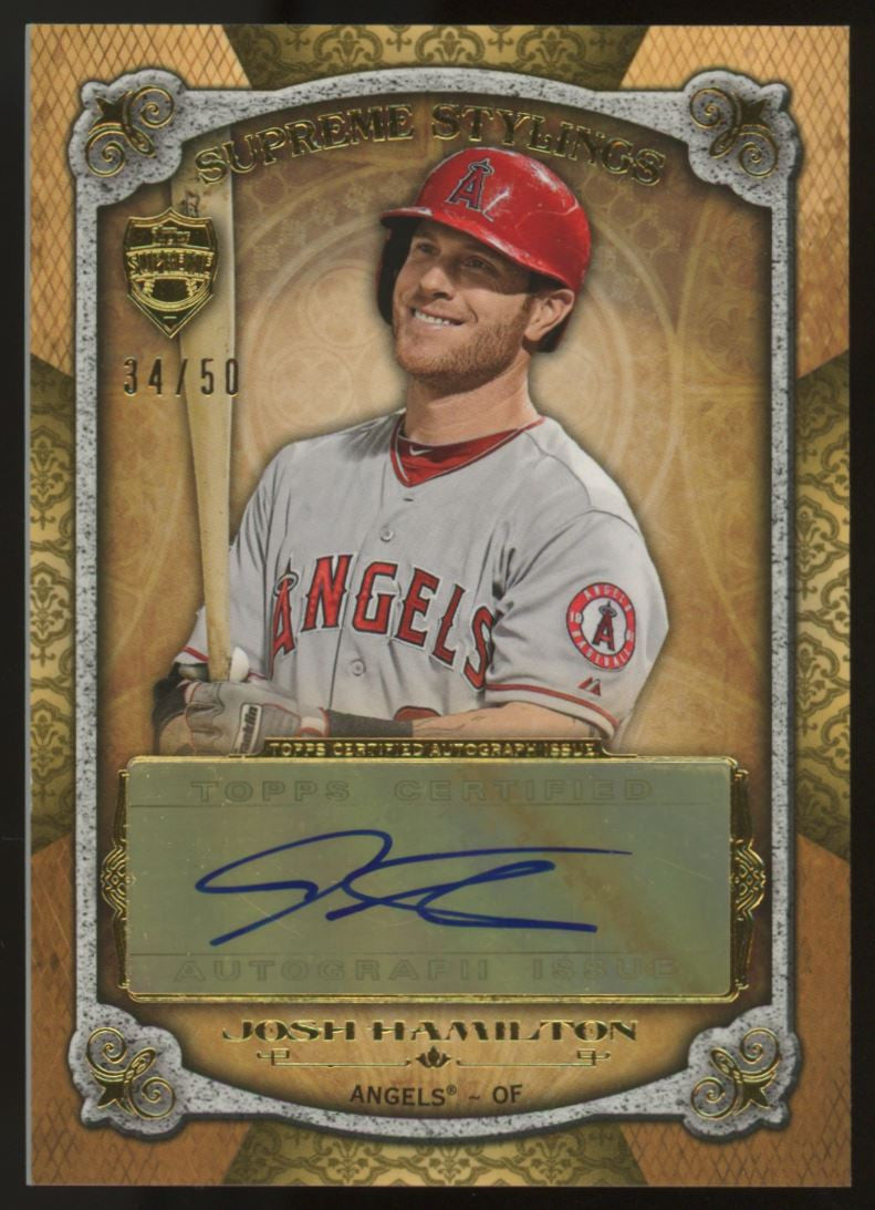 2013 Topps Supreme Josh Hamilton Stylings Auto Yellow /50 #SS-JH
