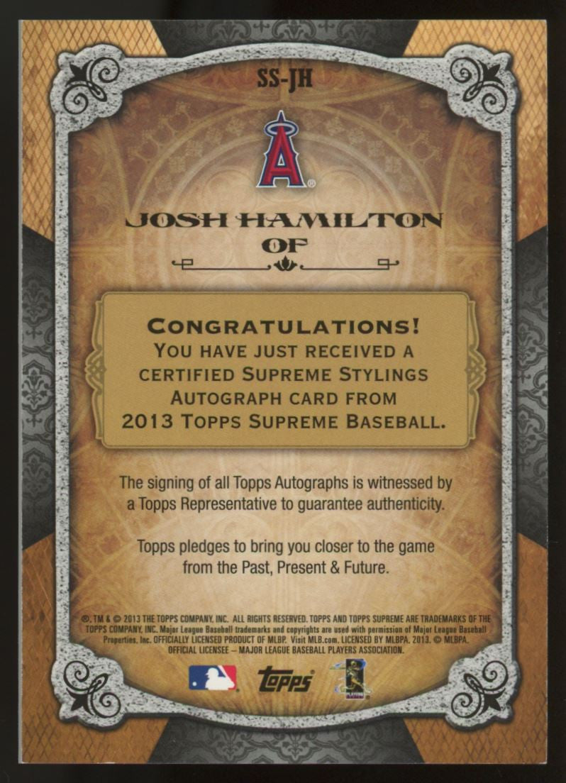 2013 Topps Supreme Josh Hamilton Stylings Auto Yellow /50 #SS-JH